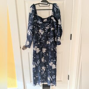 NWT Abercrombie & Fitch XL Emerson navy chiffon  Dress